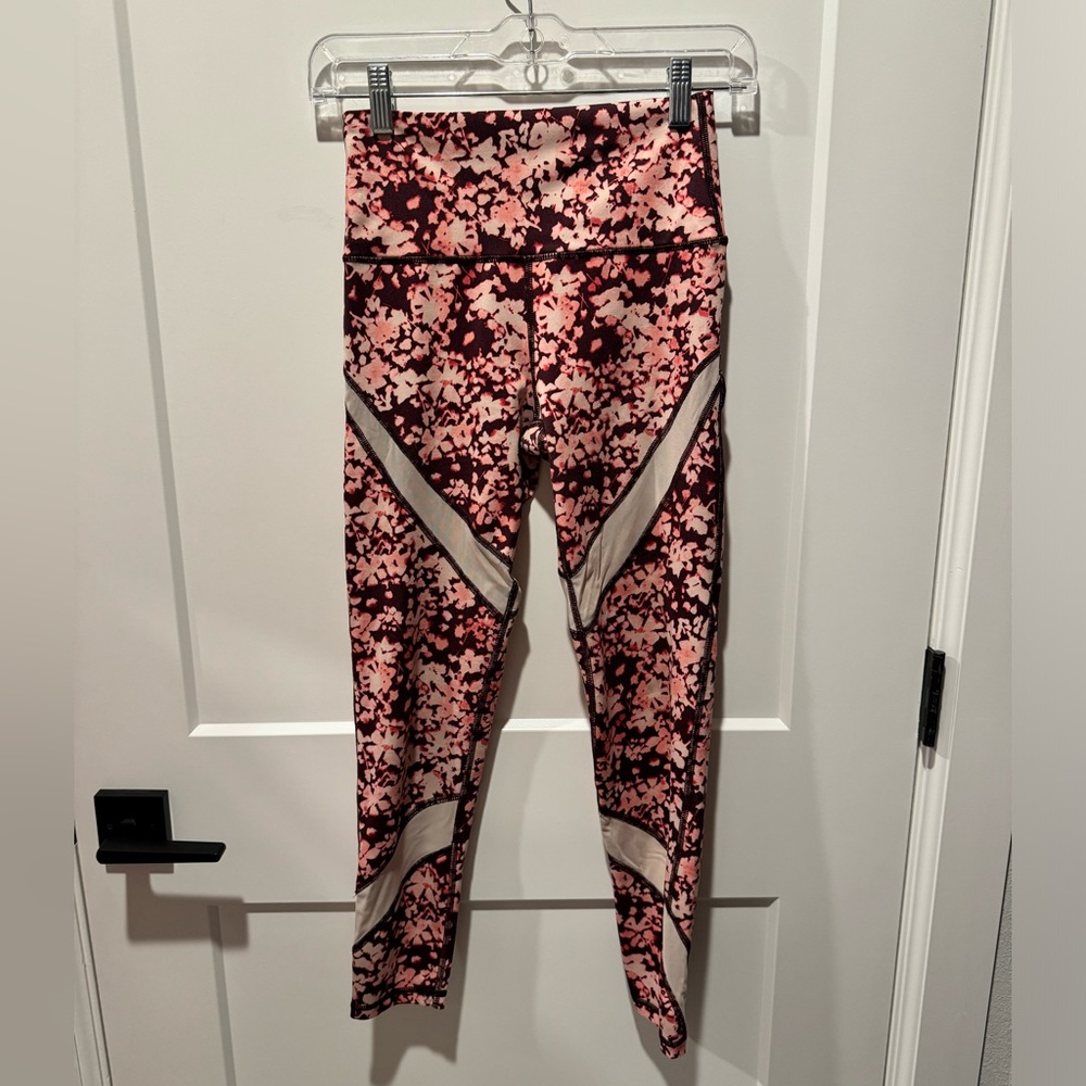 Floral Leggings with Mesh Detailing